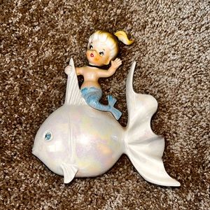 Lefton Vintage  “ Mermaid on Fish “ Ceramic 🐠🧜🏼‍♀️